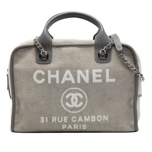 Pre-Loved Chanel Large Canvas Deauville Bowling Bag